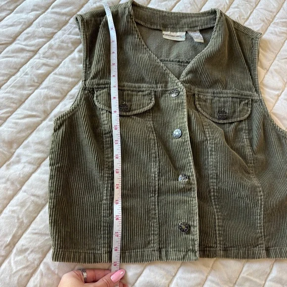 90s Y2K vintage Kathy Ireland green  Corduroy Vest size M bohemian - Picture 6 of 6